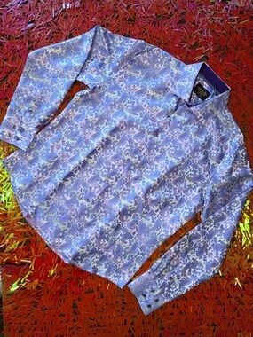 Men's Blue Paisley Long-Sleeve Dress Shirt